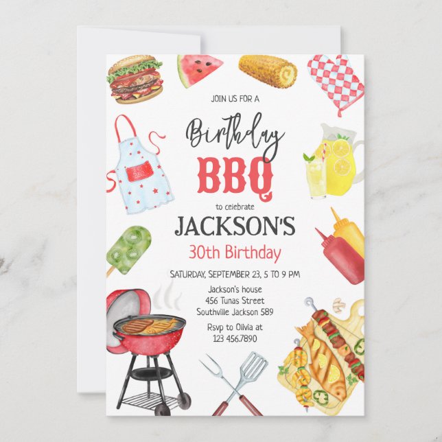 BBQ Barbeque Grill Backyard Birthday Party  Invitation (Front)