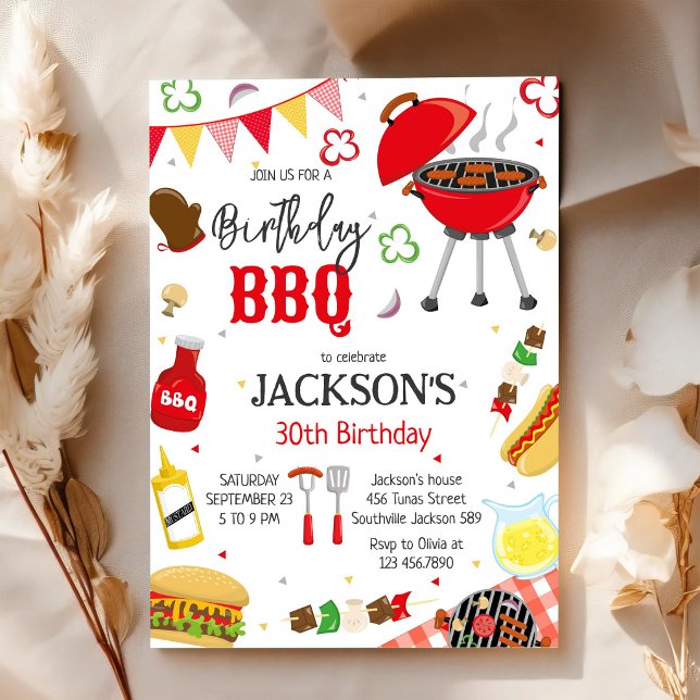 BBQ Barbeque Grill Backyard Birthday Party Invitation (Creator Uploaded)