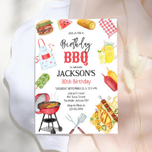 BBQ Barbeque Grill Backyard Birthday Party Invitation