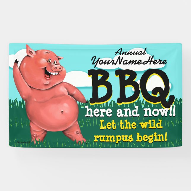 BBQ.Barbeque.Pig Roast.Grill.Cookout.Customizable Banner (Horizontal)