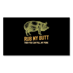 BBQ BBQ Grill Pig Funny Pork Id Smoke That Roast Business Card Magnet