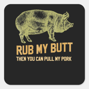 BBQ BBQ Grill Pig Funny Pork Id Smoke That Roast Square Sticker