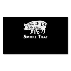 BBQ   BBQ Grill Pig Pork Id Smoke That Gift Men Business Card Magnet