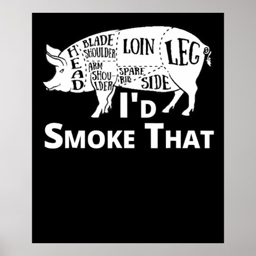 BBQ  BBQ Grill Pig Pork Id Smoke That Gift Men Poster