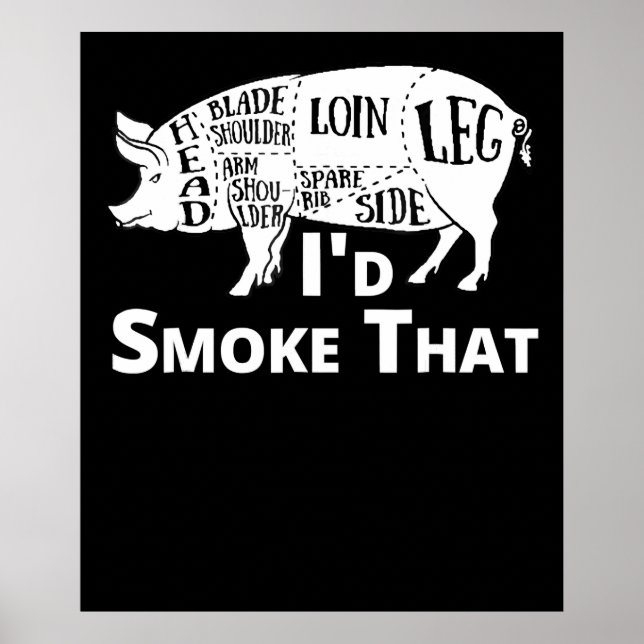 BBQ | BBQ Grill Pig Pork Id Smoke That Gift Men Poster (Front)