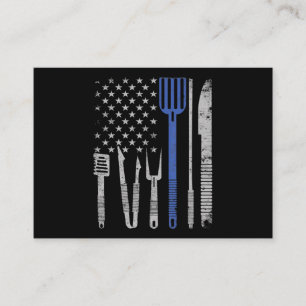 BBQ   BBQ Grill Pork With USA Flag Cooking Chef Business Card
