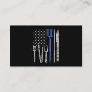 BBQ BBQ Grill Pork With USA Flag Cooking Chef Loyalty Card