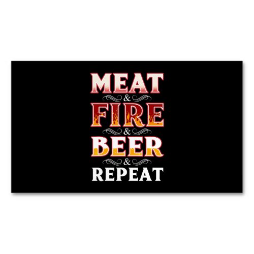 BBQ  BBQ Grill Smoking Meat Fire Beer Repeat Business Card Magnet