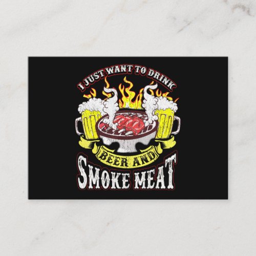 BBQ  BBQ Grilling Beer Smoke Meat Funny Quotes Business Card