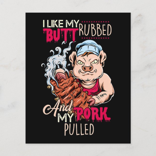 BBQ|BBQ Grillmaster Like Butt Rubbed & Pork Pulled Flyer (Front)