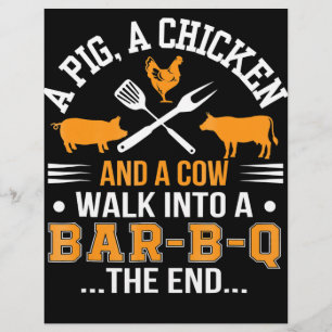 BBQ   BBQ Lover Pig Chicken Cow Walk Into bar BBQ Flyer