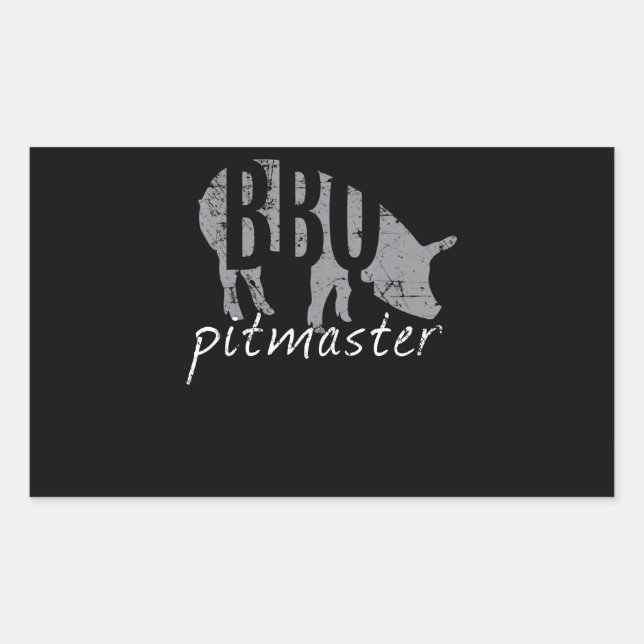 BBQ | BBQ Pitmaster Pig Grilling Grill Fars Day Rectangular Sticker (Front)