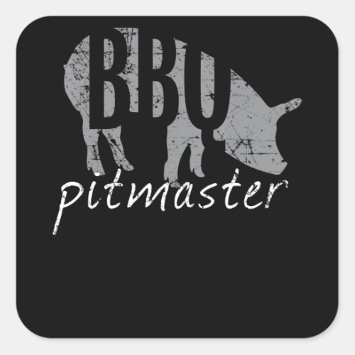 BBQ  BBQ Pitmaster Pig Grilling Grill Fars Day Square Sticker