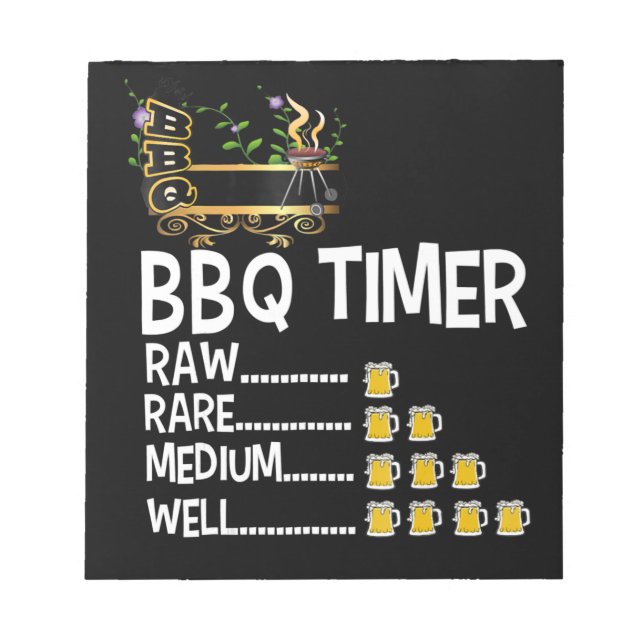BBQ | BBQ Timer Barbecue Funny Grill Grilling Gift Notepad (Front)