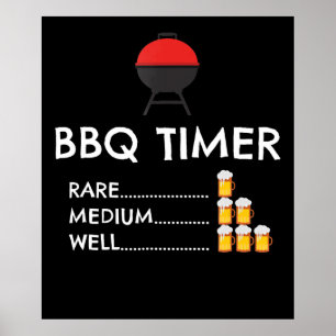 BBQ  BBQ Timer Barbecue Funny Grill Grilling Gift Poster