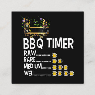 BBQ   BBQ Timer Barbecue Funny Grill Grilling Gift Square Business Card