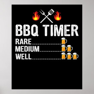 BBQ BBQ Timer Drinking Grilling Grill Beer Poster