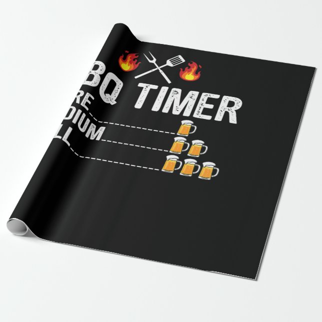 BBQ | BBQ Timer Drinking Grilling Grill Beer Wrapping Paper (Unrolled)