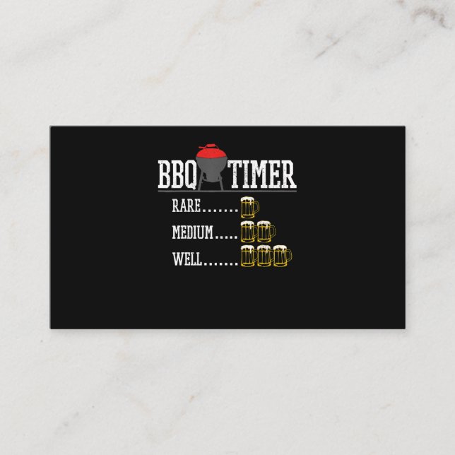BBQ | BBQ Timer Funny Beer Steak Grilling Grill Loyalty Card (Front)