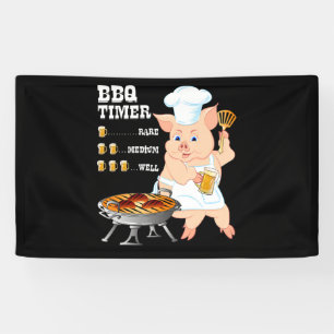 BBQ   BBQ Timer Pig Grill Barbecue Beer Lover Men Banner