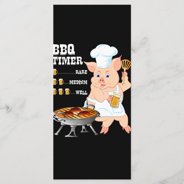 BBQ | BBQ Timer Pig Grill Barbecue Beer Lover Men Menu (Front)