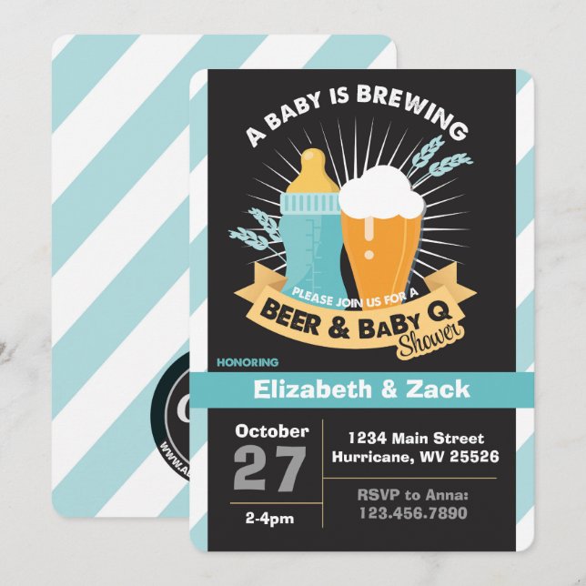 BBQ beer Baby Shower Invitation (Front/Back)