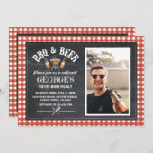 BBQ & Beer Birthday Party Photo Cheers Invitation (Front/Back)