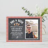 BBQ & Beer Birthday Party Photo Cheers Invitation (Standing Front)