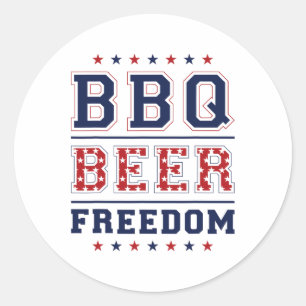 Bbq Beer Freedom 1 Classic Round Sticker