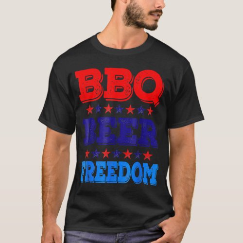 Bbq Beer Freedom America Beer Party 4th of July T_Shirt
