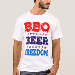 Bbq Beer Freedom America Usa Party 4th Of July Sum T-Shirt