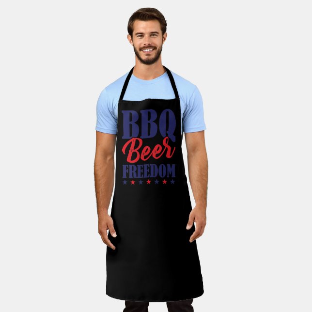 BBQ Beer Freedom Large Black Apron (Worn)