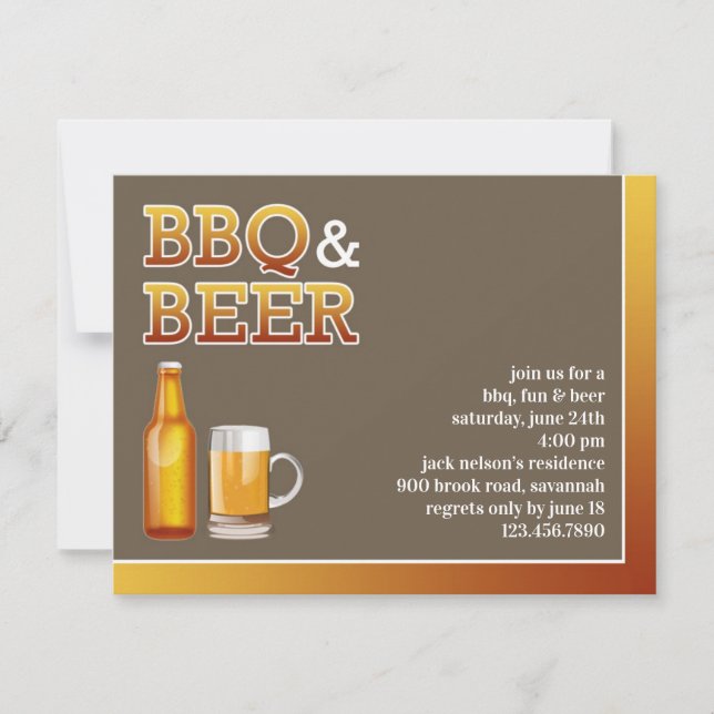 BBQ & Beer Party Flat Invitation (Front)