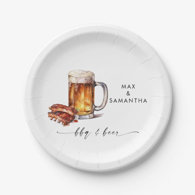BBQ & Beer Personalized  Paper Plates (Front)