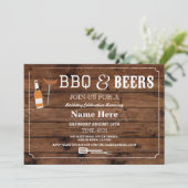 BBQ & BEERS Birthday 30th 40th Any Age Wood Invite (Standing Front)