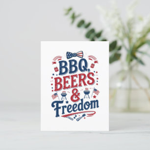 BBQ, Beers & Freedom – Retro 4th of July Vibes Holiday Postcard