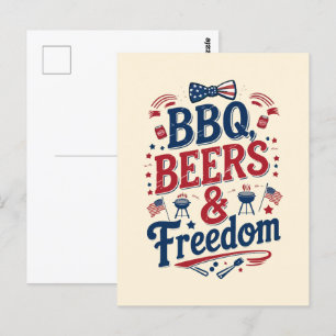 BBQ, Beers & Freedom – Retro 4th of July Vibes Postcard