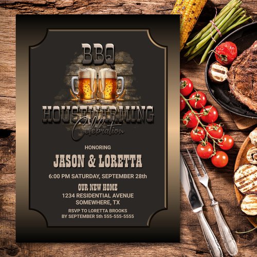BBQ Beers Housewarming Party Invitation