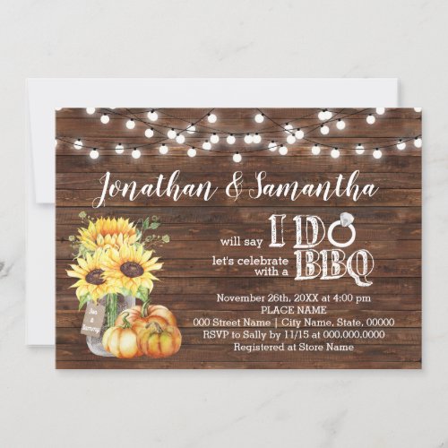BBQ before I do couples shower sunflowers country Invitation