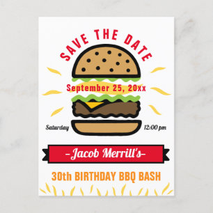 BBQ Birthday Bash Any Age Save The Date Postcard