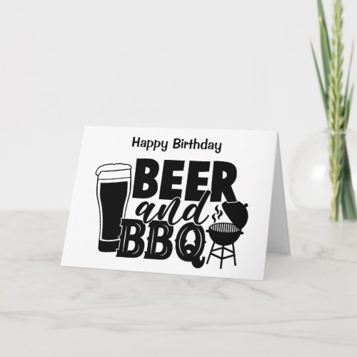 BBQ Birthday Card _ Beer and BBQ _ Customizable