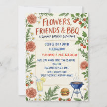 BBQ Birthday Floral Summer Garden Tomatoes Party