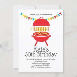 bbq birthday party, barbecue, bbq grill, invitation