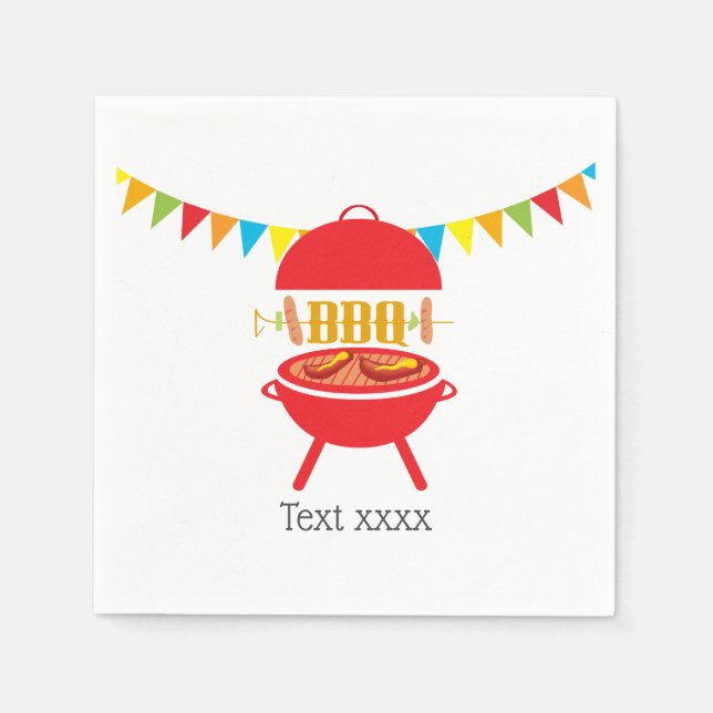bbq birthday party, barbecue, bbq grill, napkins (Front)