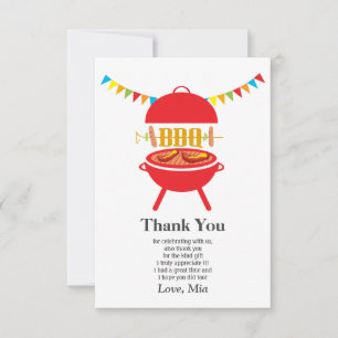 bbq birthday party, barbecue, bbq grill, thank you card