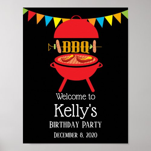 bbq birthday party barbecue bbq grill welcome poster