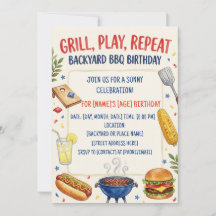 BBQ Birthday Party Burger Hot Dog Corn Printable