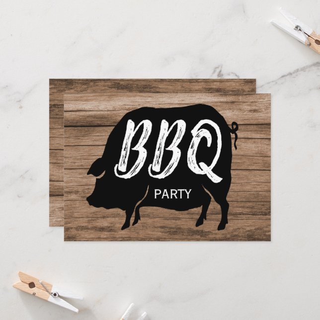 BBQ Birthday Party Invitation (Front/Back In Situ)