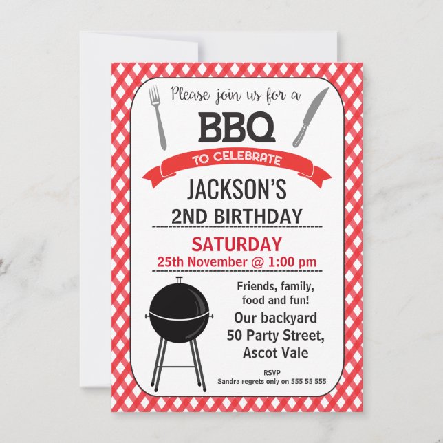 BBQ Birthday Party Invitation (Front)