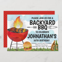 BBQ Birthday Party Invitation Invite